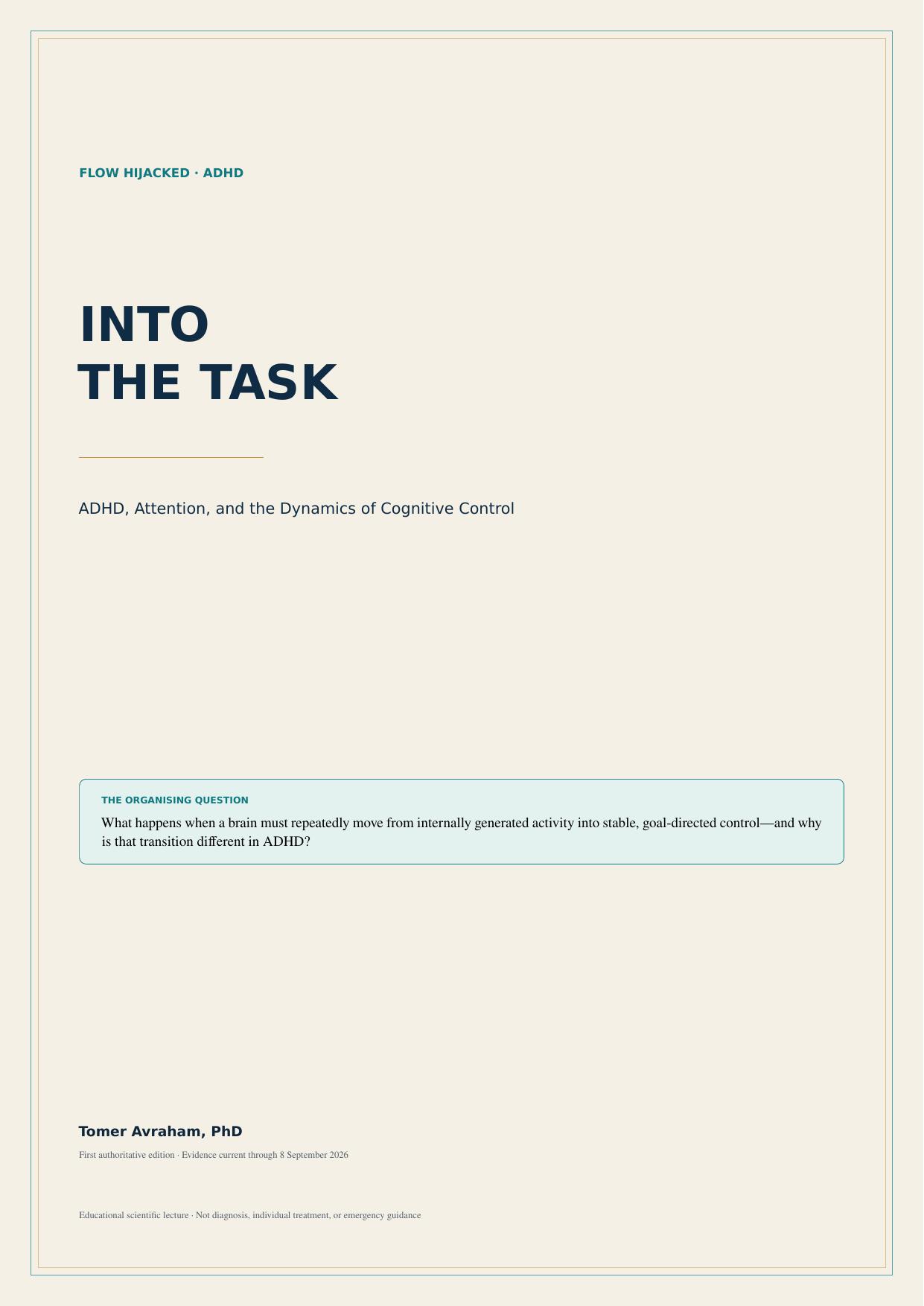 First page of the English ADHD — Into the Task book