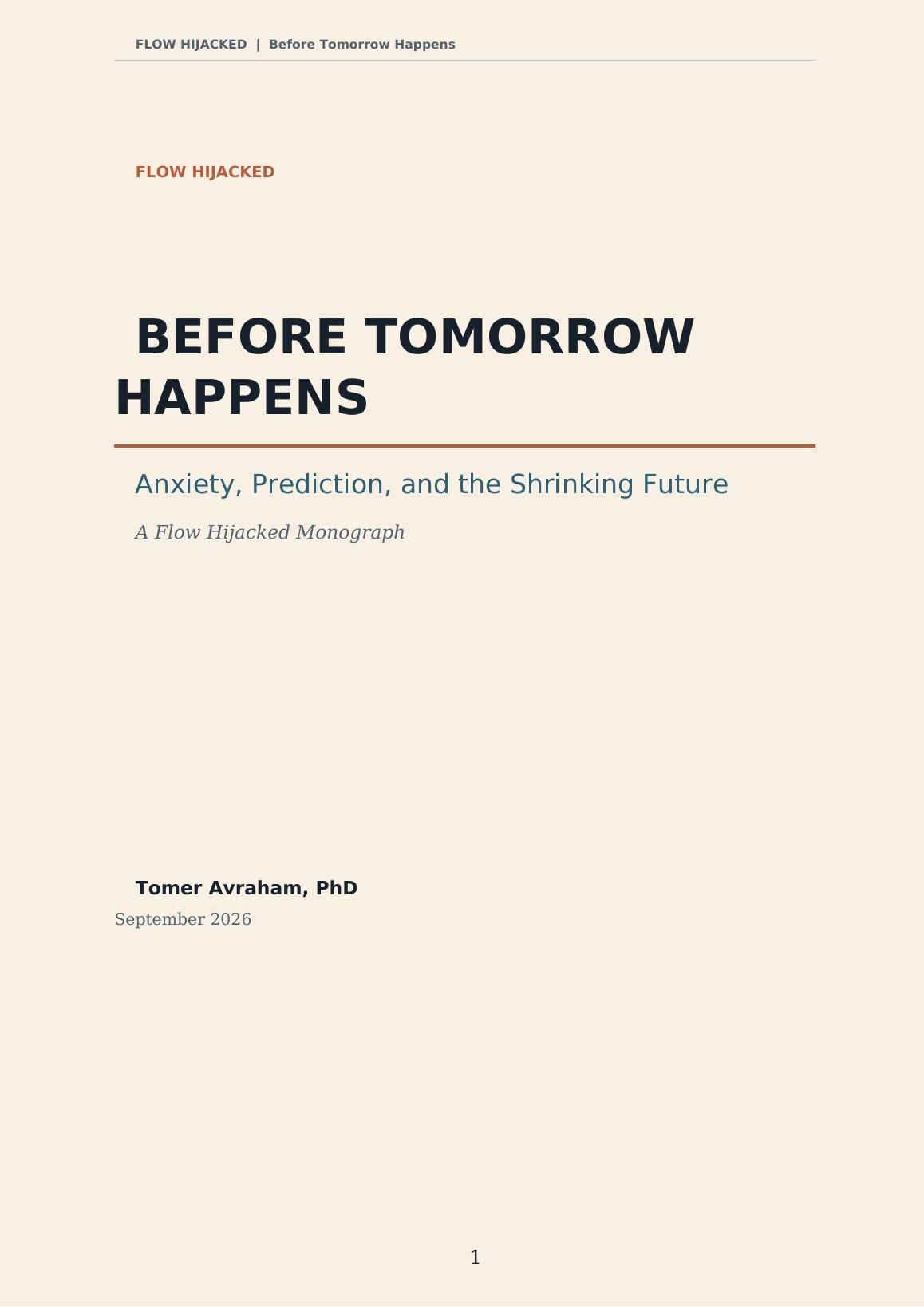English cover of Before Tomorrow Happens, the Flow Hijacked book on anxiety